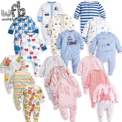 long-Sleeved Baby Infant cartoon footies for boys girls jumpsuits