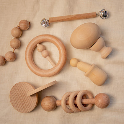 Wooden Toys Set Baby Rattle Montessori Early Education Bracelets